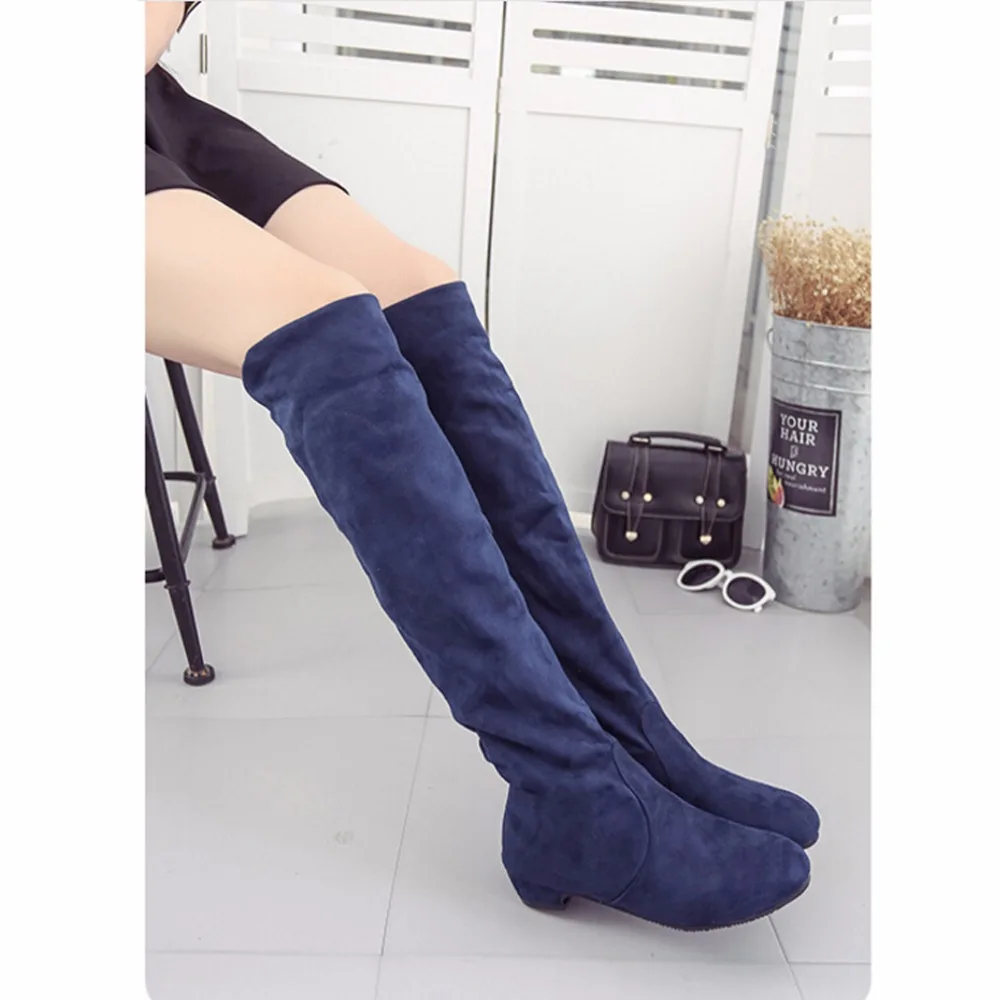 Женские ботинки из искусственной замши женские ботфорты выше колена пикантные