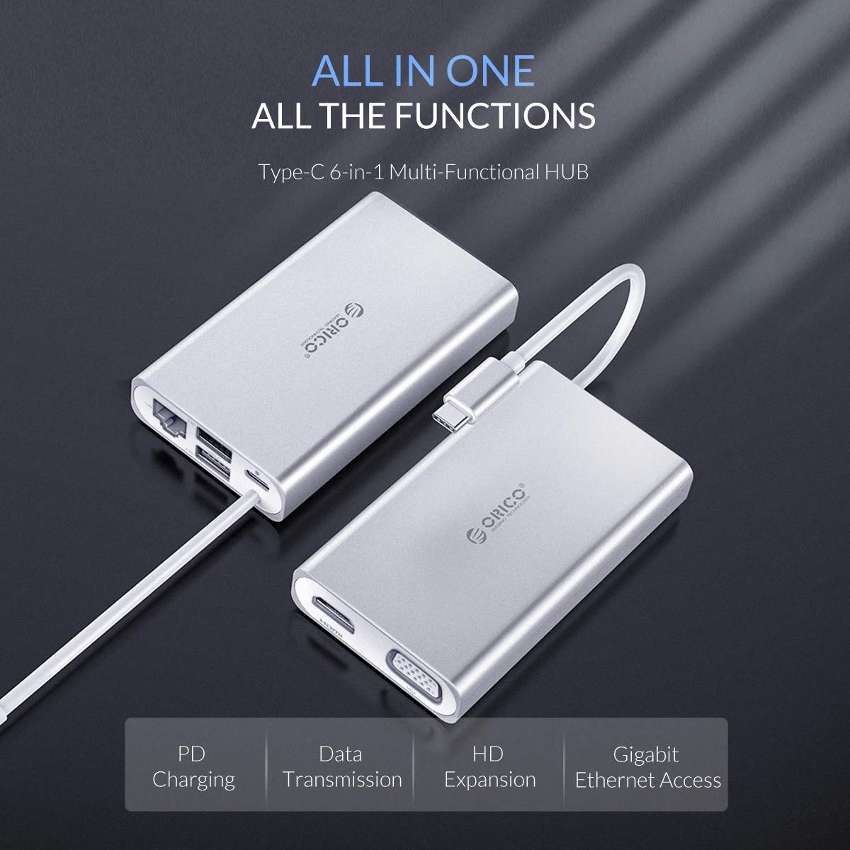 ORICO usb-хаб type C концентратор USB 3,0 type-C HDMI PD адаптер для док-станции Macbox 4K 5 Гбит/с высокоскоростной USB C концентратор