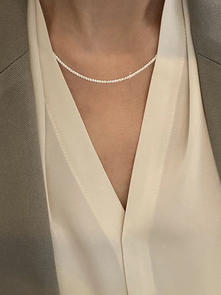 

Popular Fashion 925 Sparkling Clavicle Chain Choker Necklace for Women Fine Jewelry Wedding Party Birthday Gift