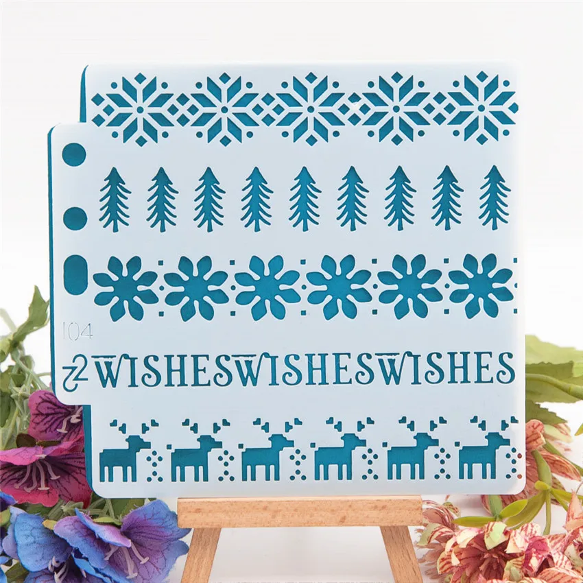 

Christmas Snowflake Scrapbook Stencils Spray Plastic Mould Shield DIY Cake Hollow Embellishment Printing Lace Ruler Valentine