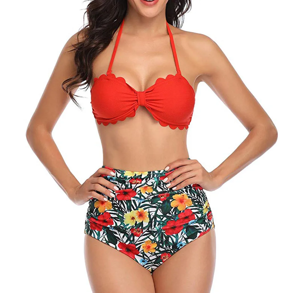 Женский купальник Леопардовый Гавайский принт пуш ап сексуальный бикини набор