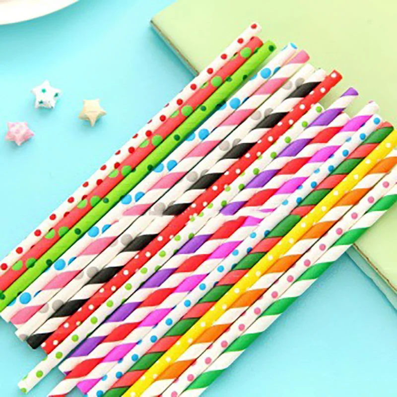 25 шт биоразлагаемые цветные бумажные соломинки для питья свадьбы дня рождения