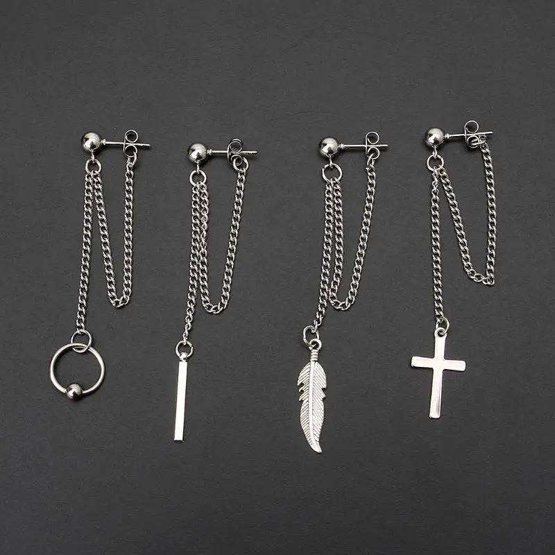 Корейские серьги Bangtang из титановой стали для мальчиков подвеска с крестом и