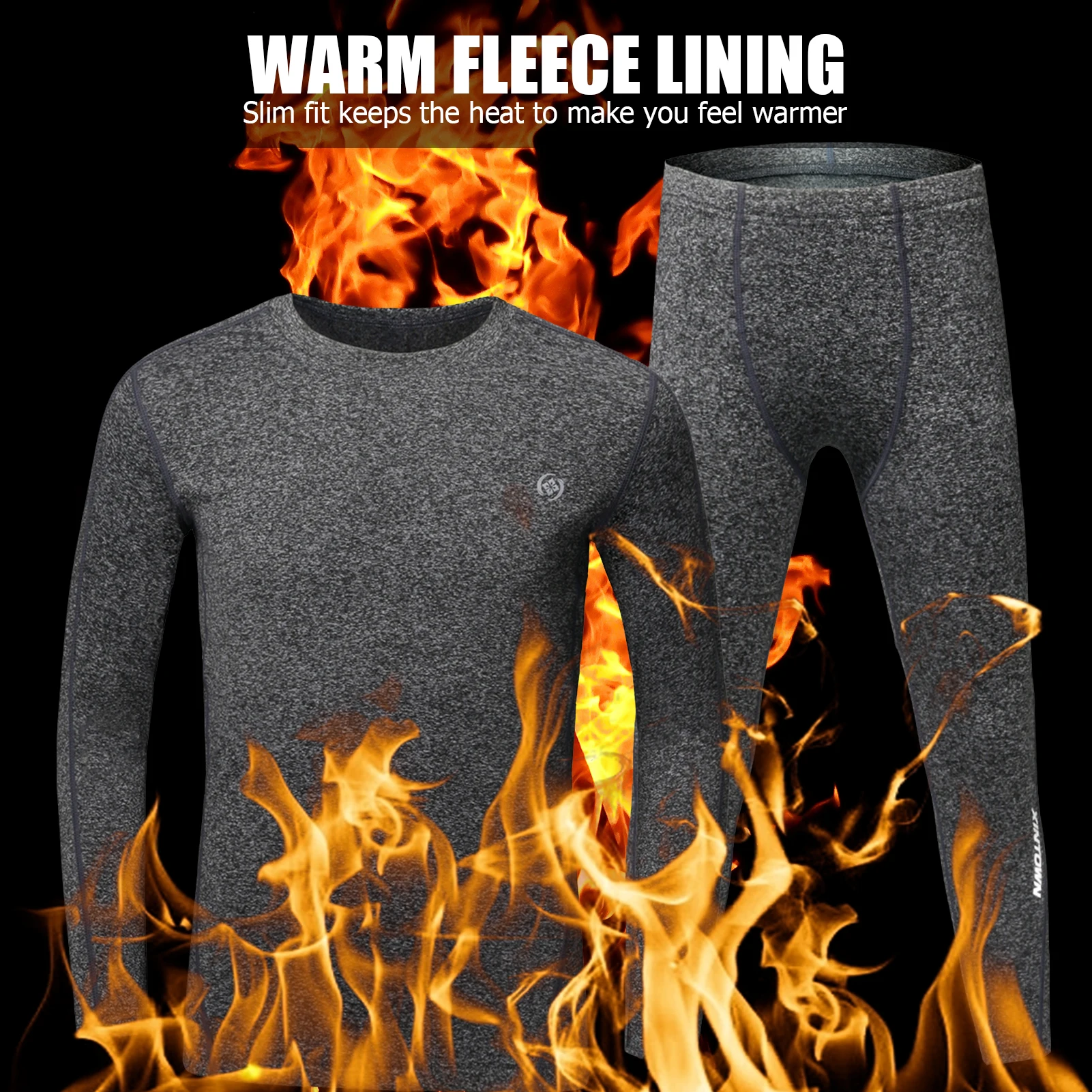 Мужское зимнее термобелье из 2 предметов с флисовой подкладкой толстый теплый