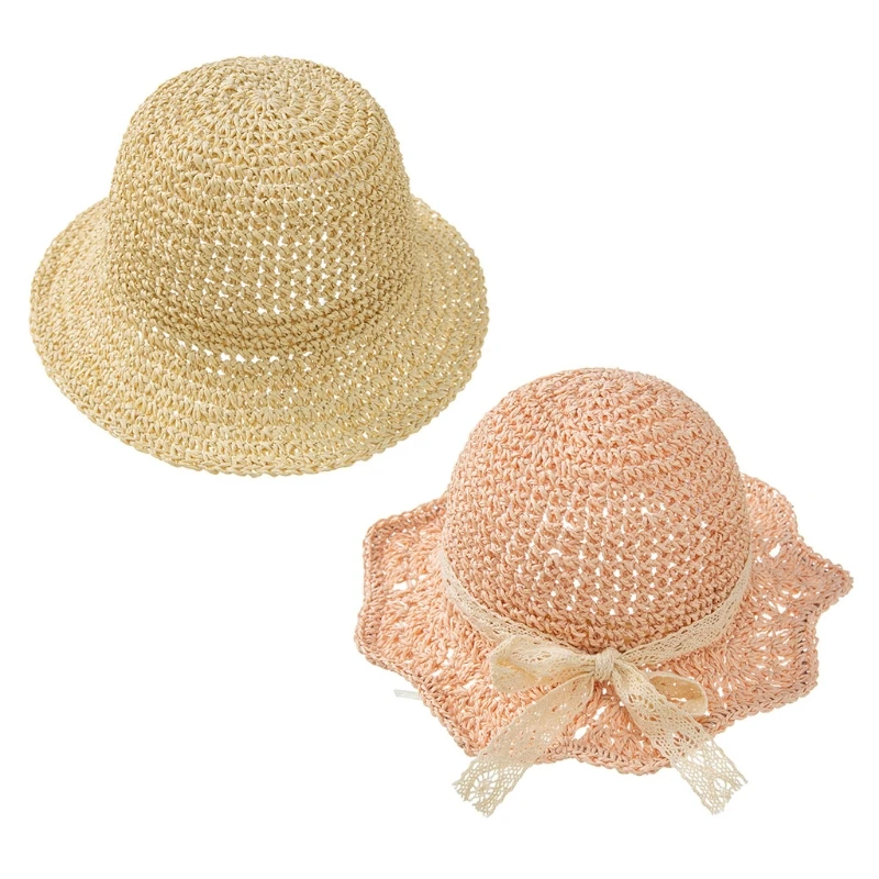 

Baby Bowknot Straw Hat Princess Summer Beach Bonnet Cap Photograpy Props Infant Wide Brimmed Sunhat