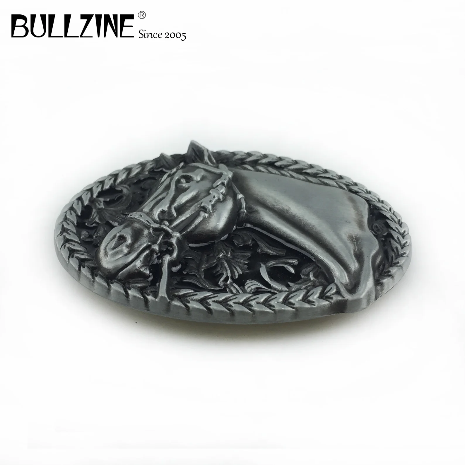 Bullzine оптовая продажа лошади пряжки ремня с оловянной отделкой FP 03190 подходит для