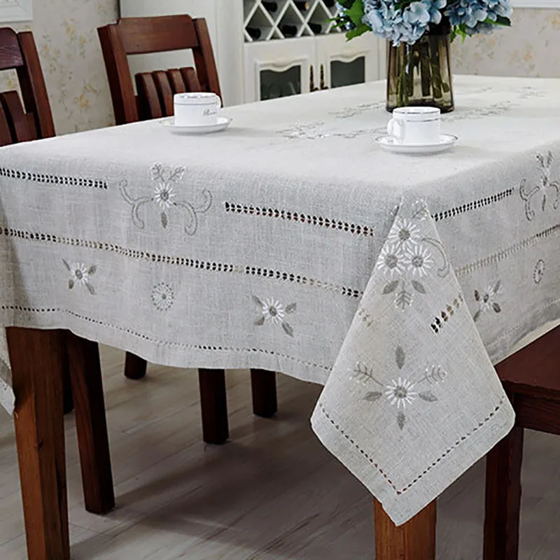 

Linen Table Cloth Woven Printed Pastoral Embroidery Handmade Christmas Tablecloth Mantel Para Mesa Nappe Toalha De Mesa