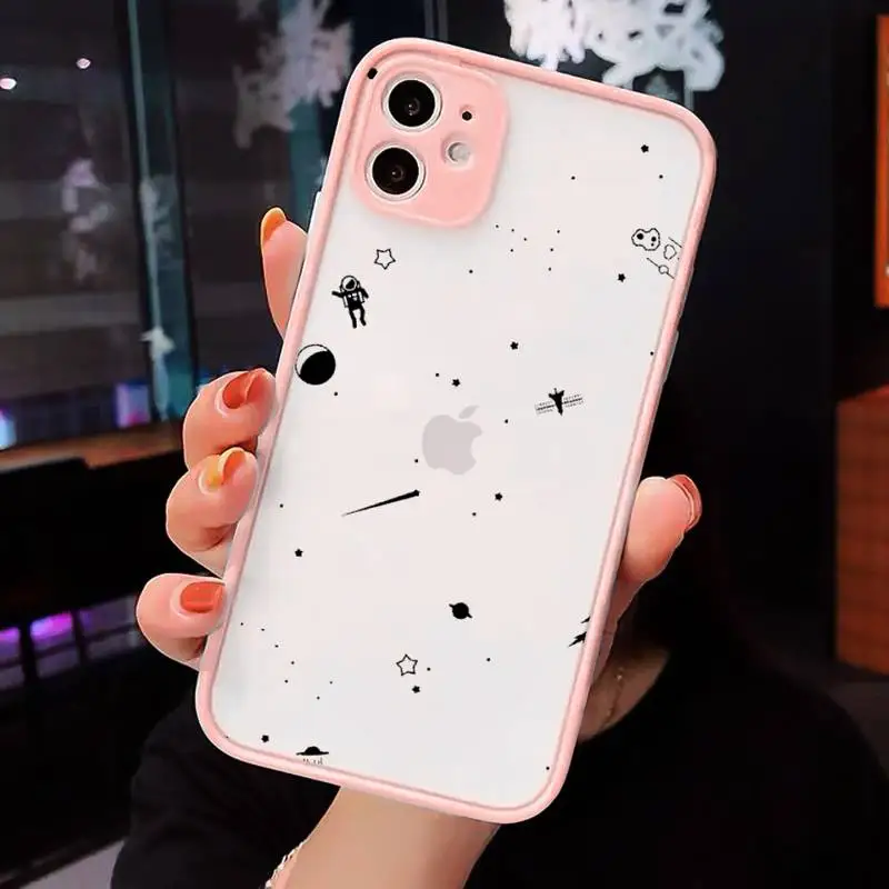 

Creativity Starry sky galaxy universe Phone Case Pink matte transparent For iPhone 7 8 x xs xr 11 12 pro plus max mini Clear