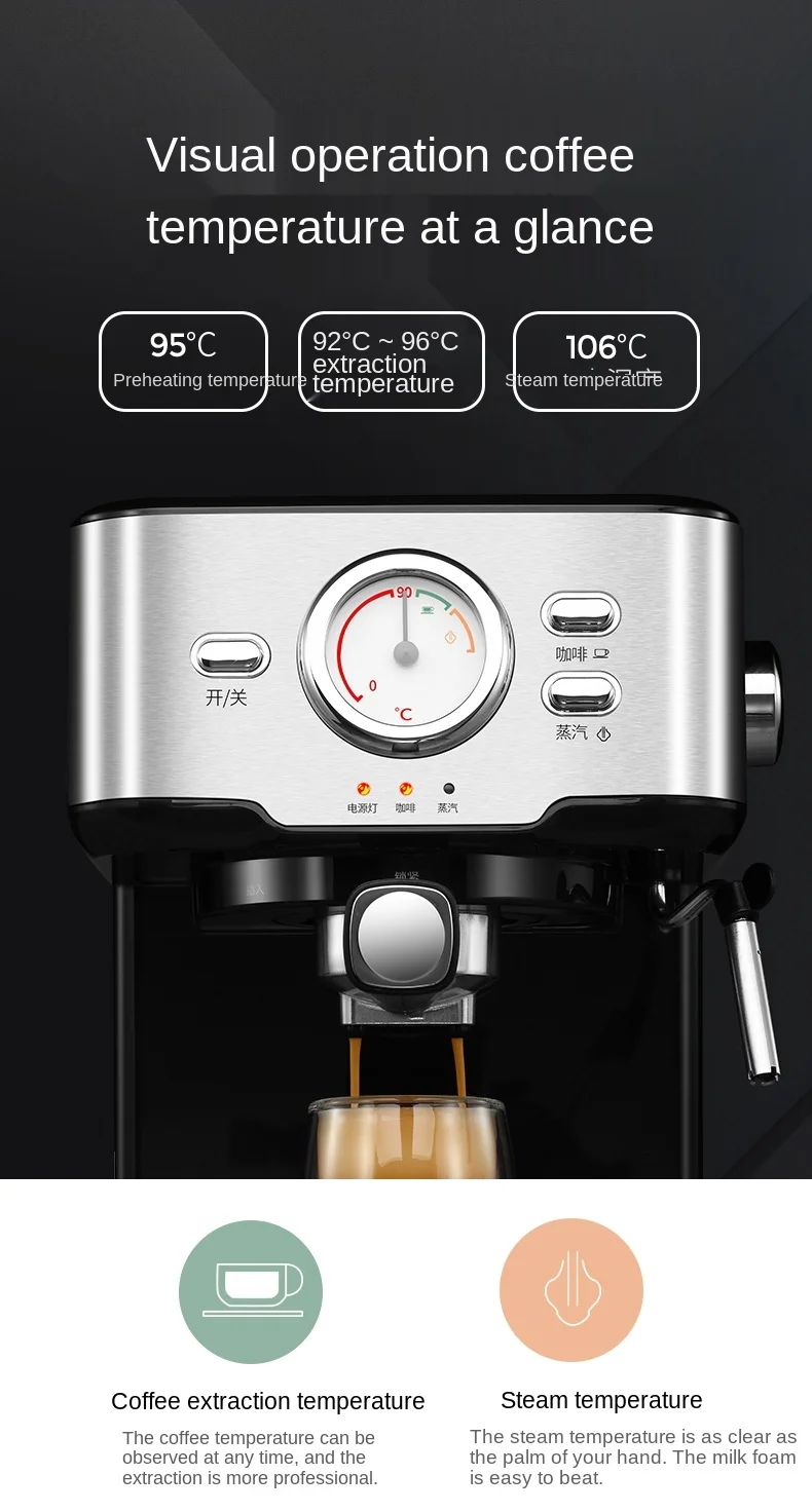 

zq Coffee Machine Household Small Italian Semi-Or Full-Automatic Office Grinding One Person