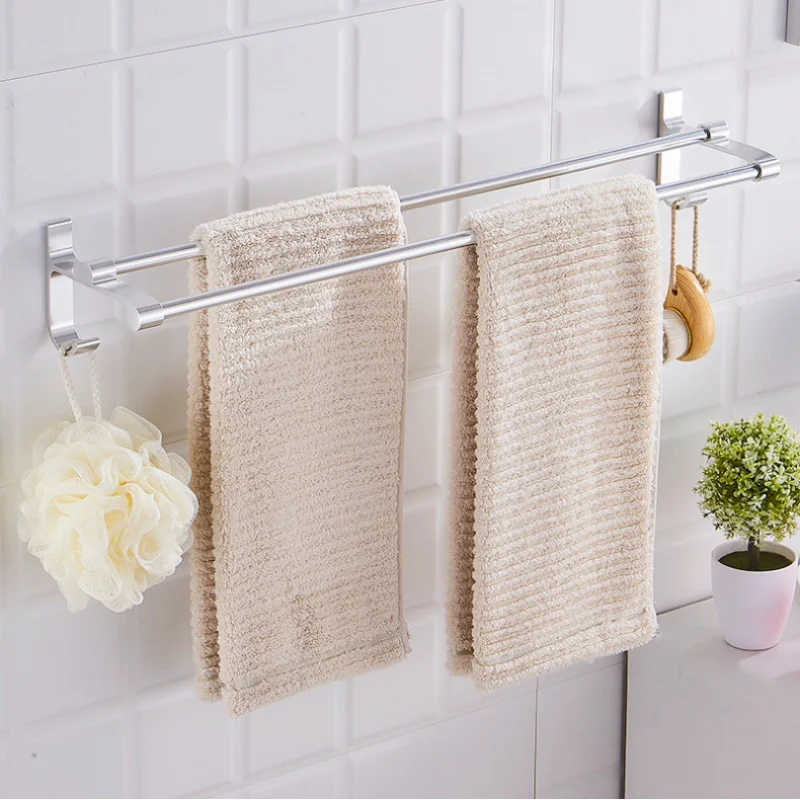 

Bathroom Towel Rack Towel Hanger Over Door Bath Towel Holder Wall Hanging Towel Bar Aluminum Kitchen Cabinet Shelf Storage Rack