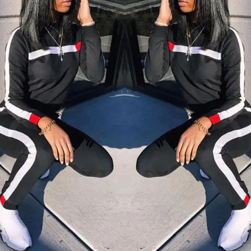 

Ladies Fashion Tracksuit Hoodies Pants Set Lounge Wear Sport Suit 2Pcs Set