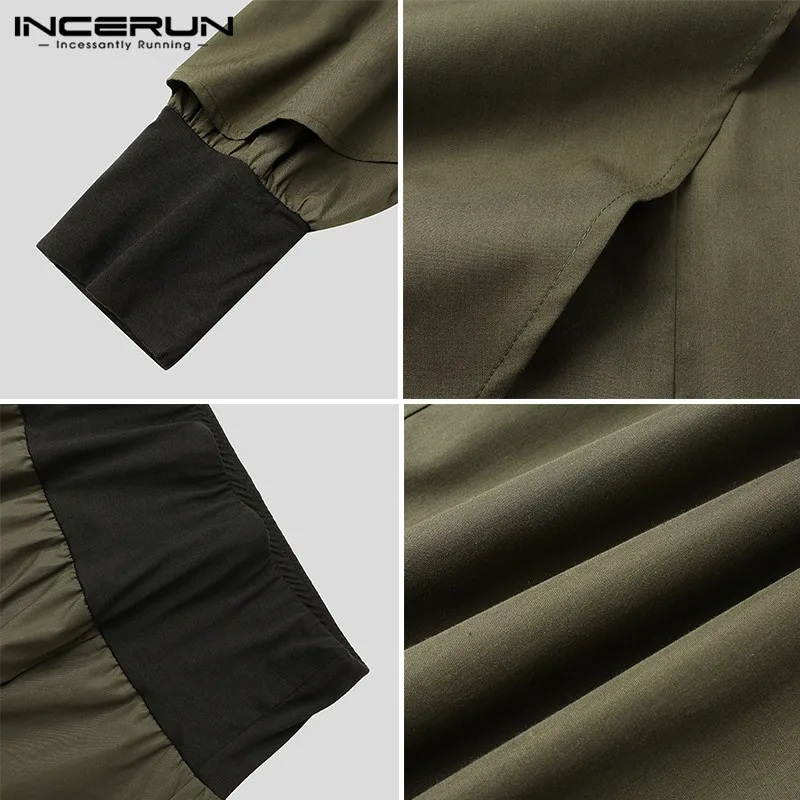 

Men Drop Crotch Pants Elastic Waist Joggers Pockets Trousers Mens Patchwork Streetwear Baggy Irregular Harem Pants INCERUN S-5XL