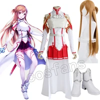 sword art online asuna yuuki cosplay costumes uniform for halloween party costume sao asuna battle suit outfits with wig shoes