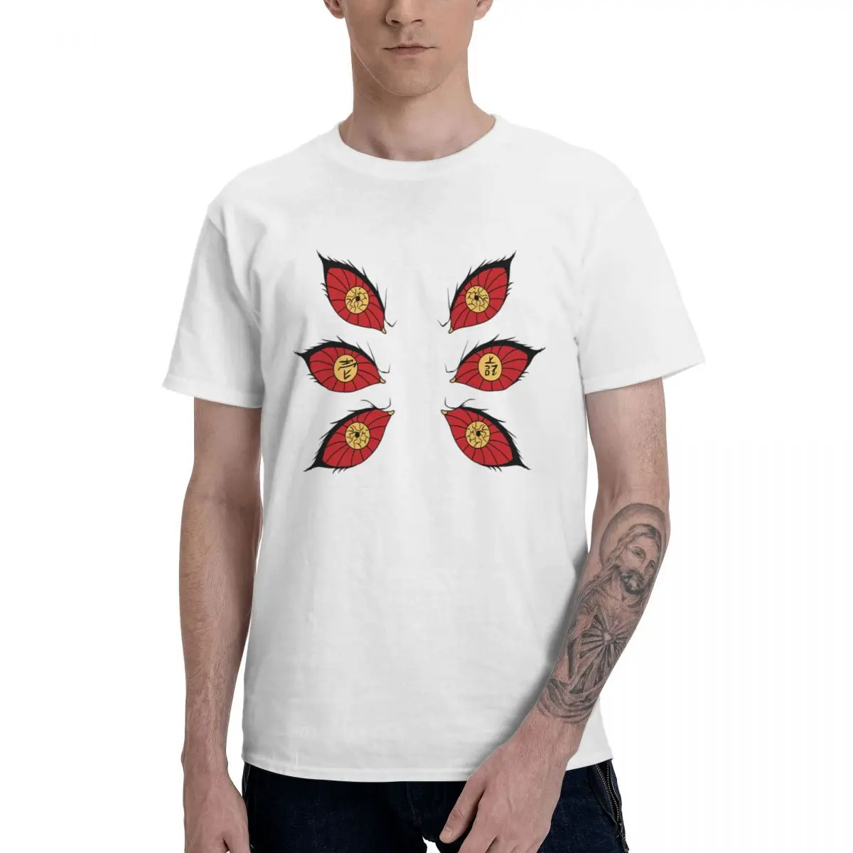 

Anime Kokushibou Eyes Aesthetic Clothes Men's Basic Short Sleeve T-Shirt Graphic Funny Tops