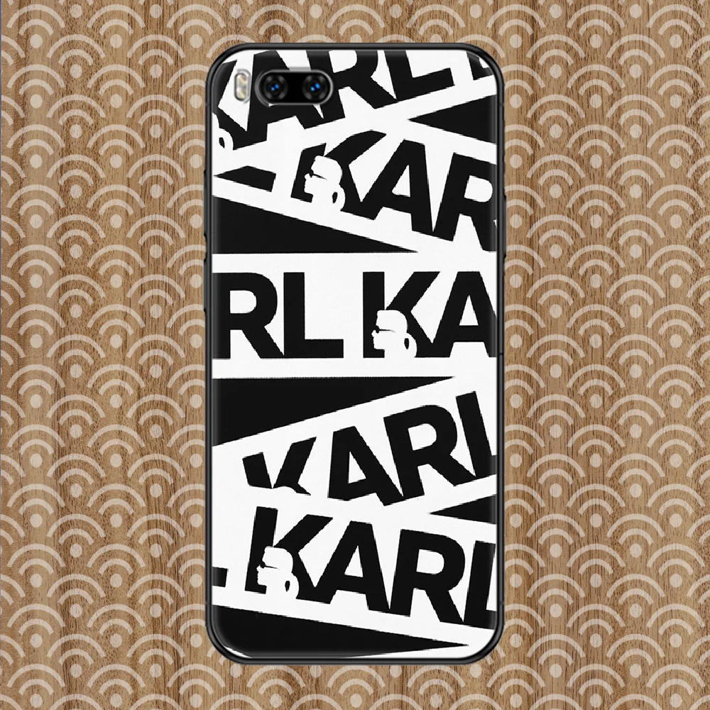 

Lagerfeld Brand designer Karls Luxury Phone case For Xiaomi Mi Max Note 3 A2 A3 8 9 9T 10 Lite Pro Ultra black luxury shell
