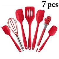 7 pcsset kitchen silicone baking utensils non stick cream butter spatula slotted spatulas egg mixing kitchen cooking gadgets