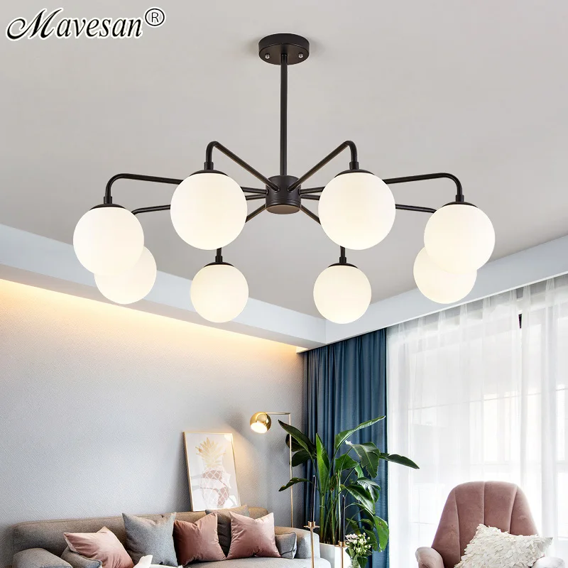 Современная Новая креативная люстра черный/белый светильник ing для гостиной