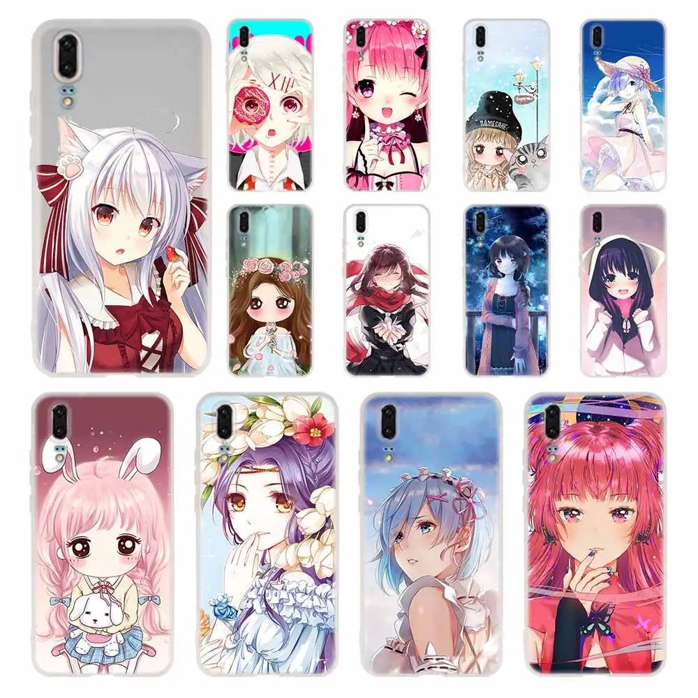 Силиконовый мягкий чехол из ТПУ для Huawei P30 P40 P20 Pro P10 P9 Lite P Smart Z 2020 мультяшный аниме