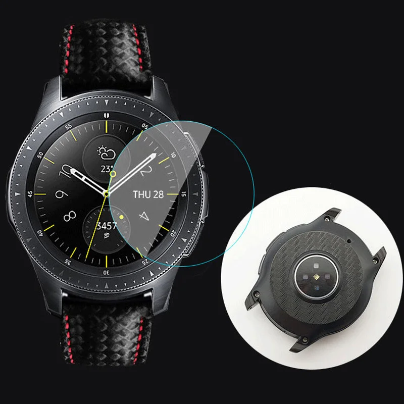 Galaxy Watch 42mm BK 2 комплекта защитная пленка из углеродного волокна+ Защитная пленка для часов для samsung Galaxy Watch 46 мм 42 мм Шестерня S3 22 мм - Цвет: Galaxy Watch 42mm BK