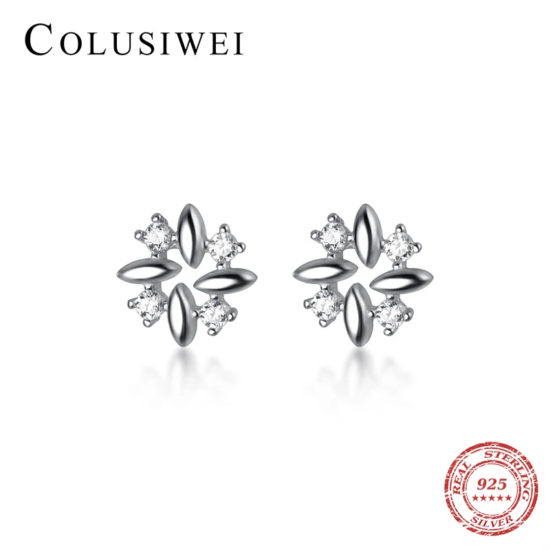 

Colusiwei Minimalist Design 925 Sterling Silver Geometric Oval with Zirconia Flower Splicing Stud Earring for Women Fine Jewelry