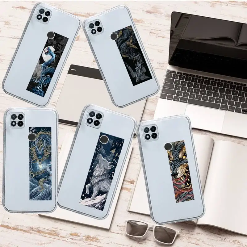 

Chinese style Ferocious Beast dragon tiger Phone Case Transparent for Xiaomi redmi note 5 7 8 9 10 11 t S A lite pro funda