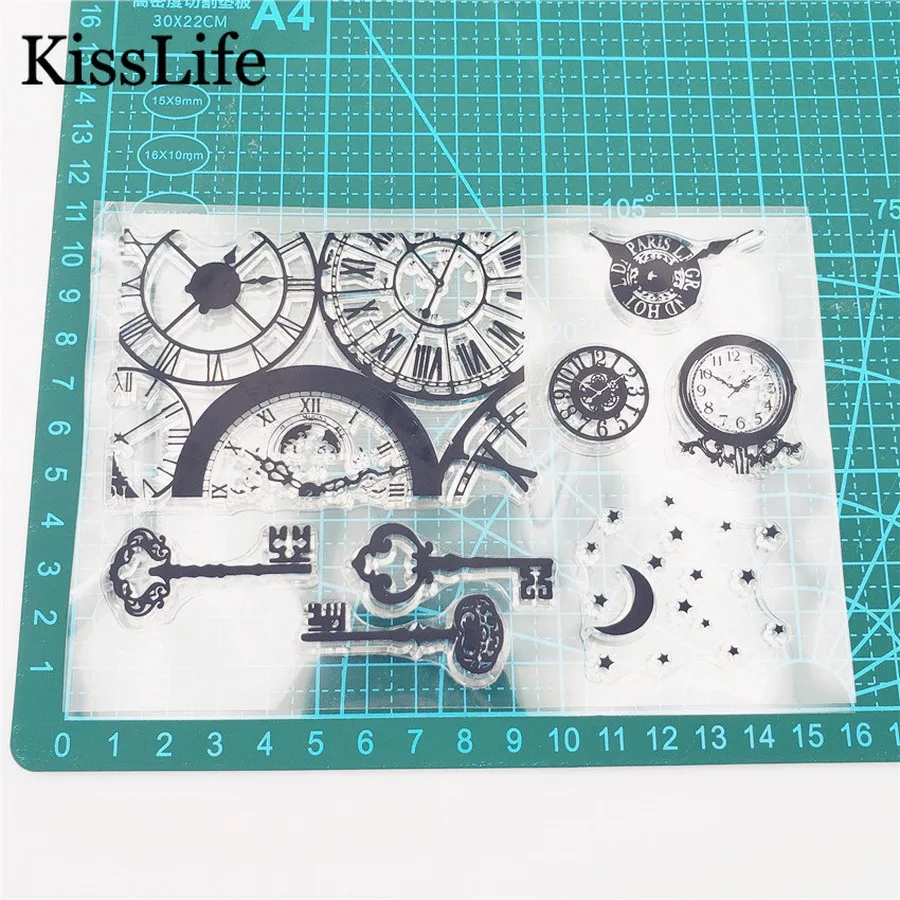 Новинка 2019 1 лист винтажные часы ключ Звезда Луна прозрачные марки для