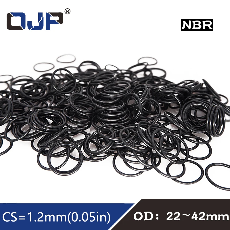 

20PCS/lot Rubber Ring Black NBR Sealing O-Ring CS1.2mm OD 22/23/28/34/42mm O Ring Seal Rubber Gasket Nitrile Oil Rings Washer