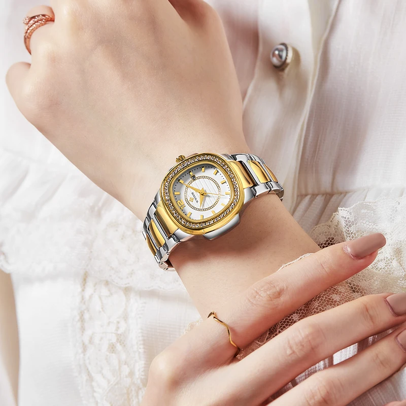 Женские золотистые модные квадратные часы montre femme 2021 WWOOR роскошные Брендовые