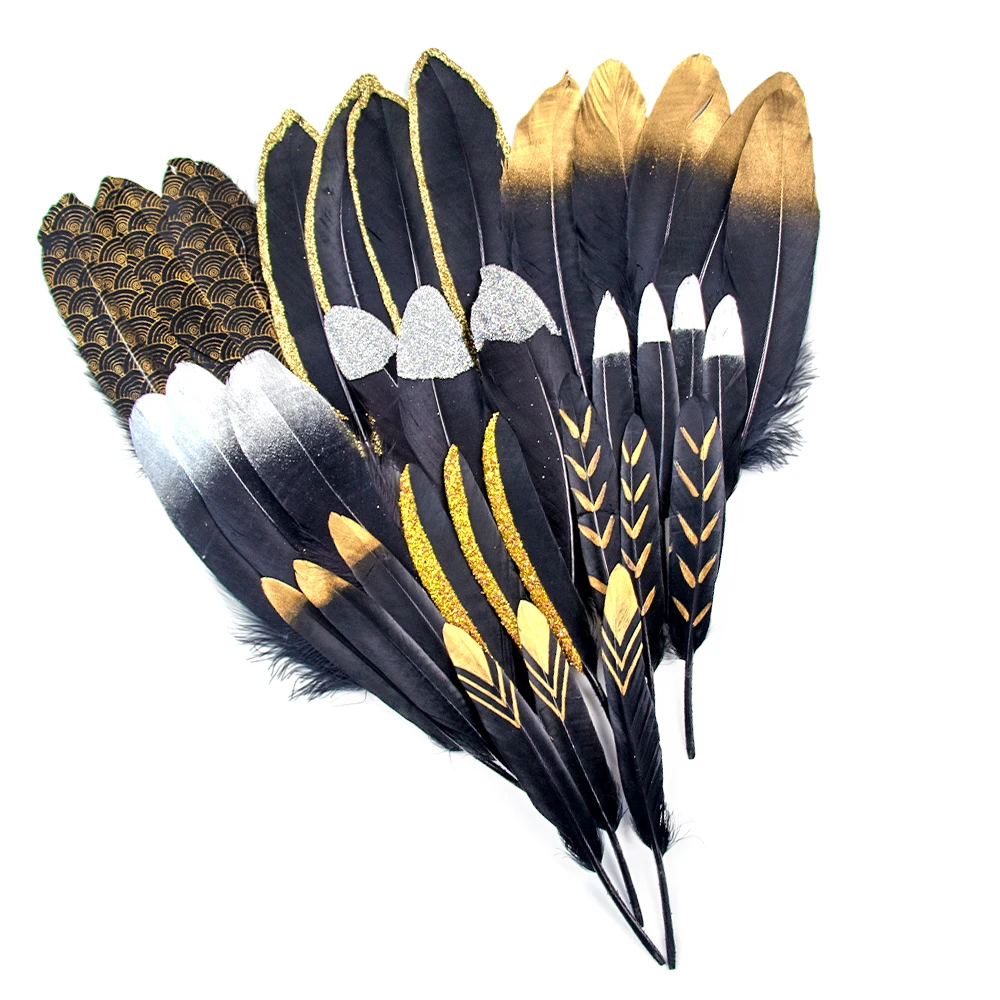 

20Pcs Black Pretty Goose Feathers for DIY Crafts Natural Goose Feather for Christmas Handicrafts Jewelry Decorate Plumas