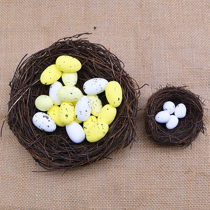 

1pc Artificial Rattan Bird Nest Easter Eggs Holder DIY Handmade Birdcage Birdhouse Easter Ornament Home Party Decor Supplies
