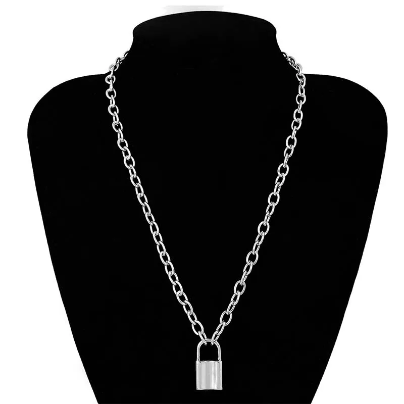 

Punk Unisex Women Padlock Necklace Stainless Steel Pendant Chain Club Party