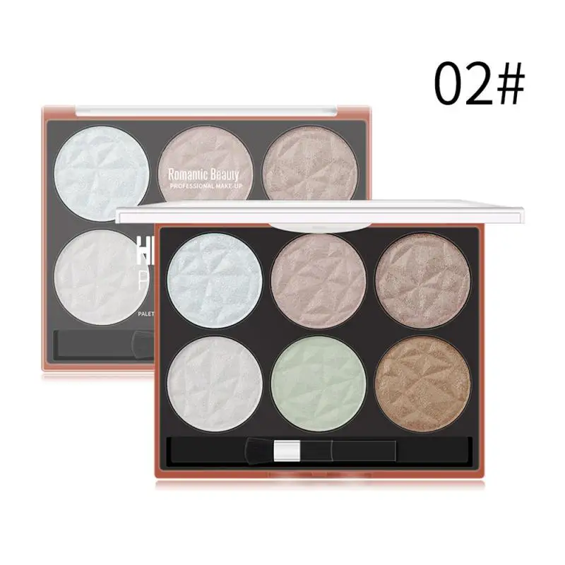 Новинка 6 цветов хайлайтер макияж мерцающая пудра палитра Осветление кожи