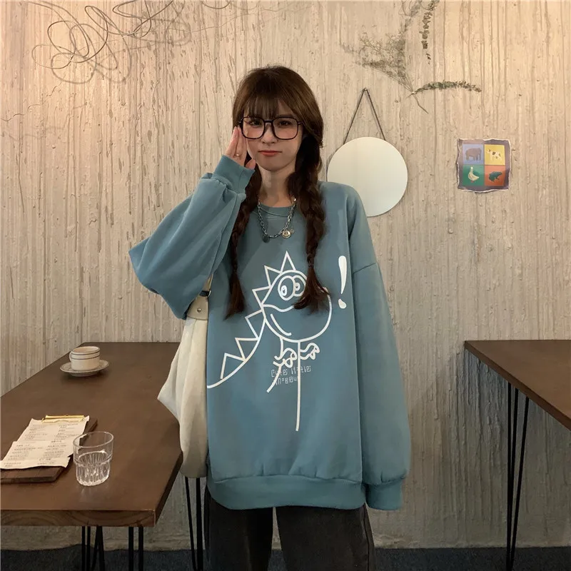 

XZ1106 Plus velvet thick black Sweatshirts women autumn and winter 2021 new