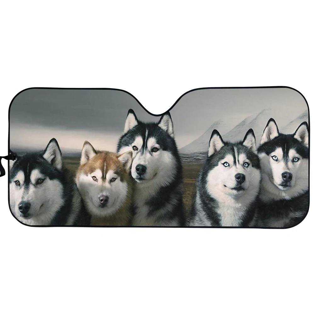 

Funny Husky Dog Print Car Front Window Sun Shade Protector Cover UV Protected Foldable Windshield Sunshade Auto Accessories