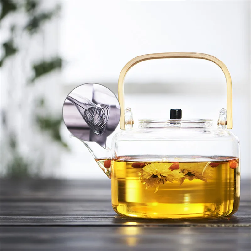 1100 мл стеклянный чайник термостойкий взрывозащищенный вареный кунг фу для воды с