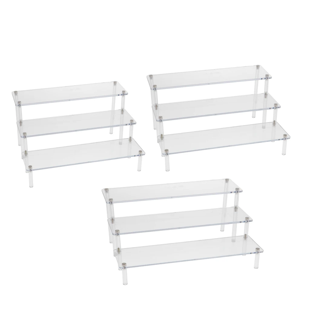 

3 Tier Clear Acrylic Shelf Perfume Cosmetics Toy Ladder Display Shelf