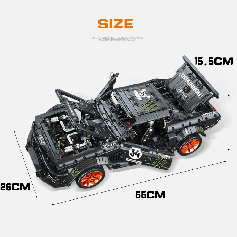 Ешина 1965 Ford Mustang Hoonicorn гоночный автомобиль совместим 20102 Technic MOC 22970 подходит