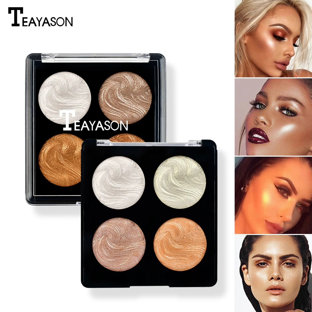 Новинка 4 цвета мерцающий хайлайтер пудра палитра бронзер ремонт контур макияж