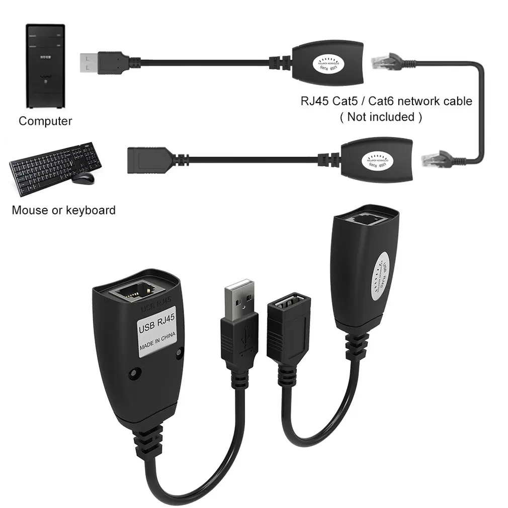 Exquisitely Designed Durable USB UTP Extender Extension Over Single RJ45 Ethernet CAT5e Cable Up to 150FT AU | Электроника