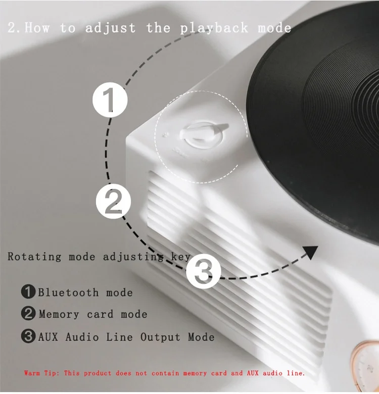Music Box Type Built-in Bluetooth Stereo Wireless Vintage Retro Microphone Speaker HIFI Aux Support Portable Record Player Shape |