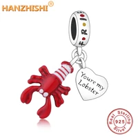 2021 new 925 sterling silver red animal lobster dangle charm beads fit original brand charm bracelet necklace women jewelry