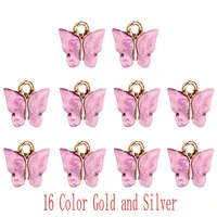 flatfoosie 10pcsset 16color shining butterfly diy jewelry accessories acrylic for making earring necklace pendant material