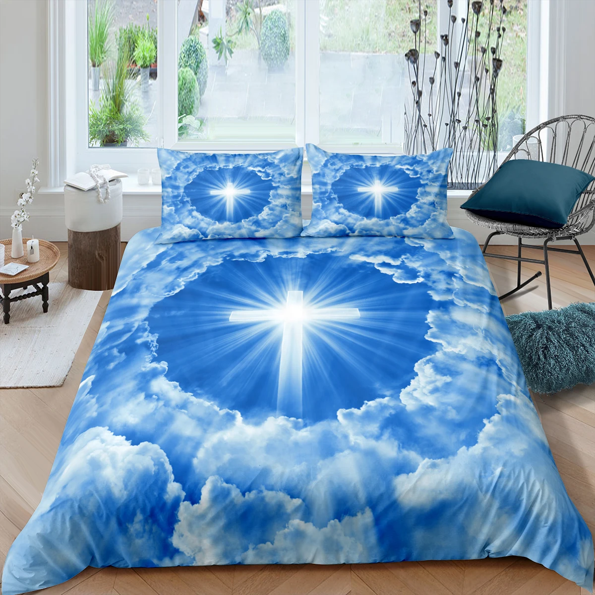

Home Living Luxus 3D Wolken und Kreuz Bettwäsche Set Bettbezug-set Kissenbezug Kinder Bettwäsche Set Königin und König EU/US/AU/