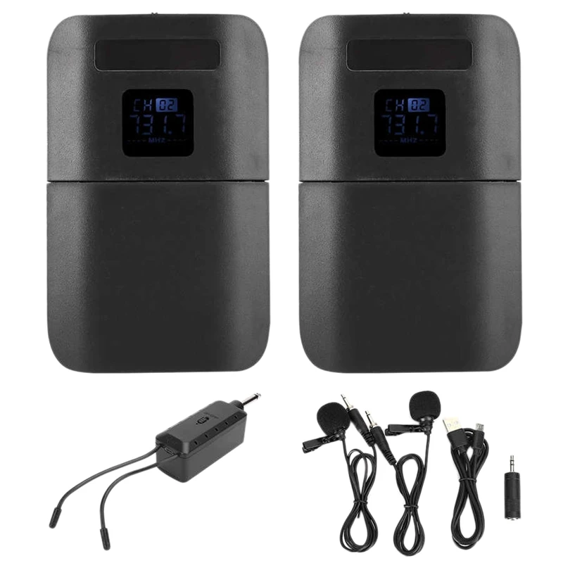 

J.I.Y Wireless Microphone,UHF Lapel Microphones With 2 Transmitters And 1 Receiver For Iphone/DSLR Camera Microphone