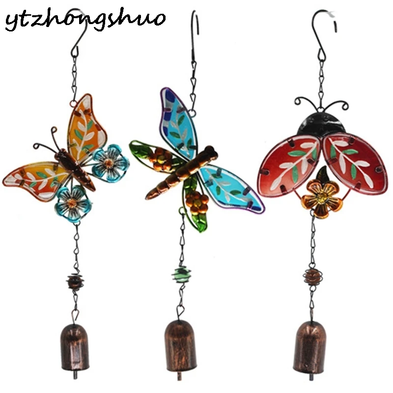 

Красочными бабочками и бантиками; Стрекоза Жук кулон в форме колокольчика трубки колокольчиков для дома и улицы сада украшения домашнего д...