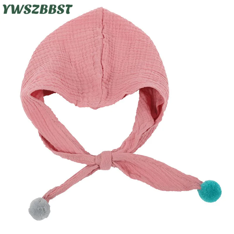 Новинка Сезон весна Детские хлопковые шапки Шарф с помпонами и Шапка для девочек