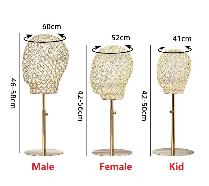 Регулируемый Золотой металлический мужской женский манекен головной убор