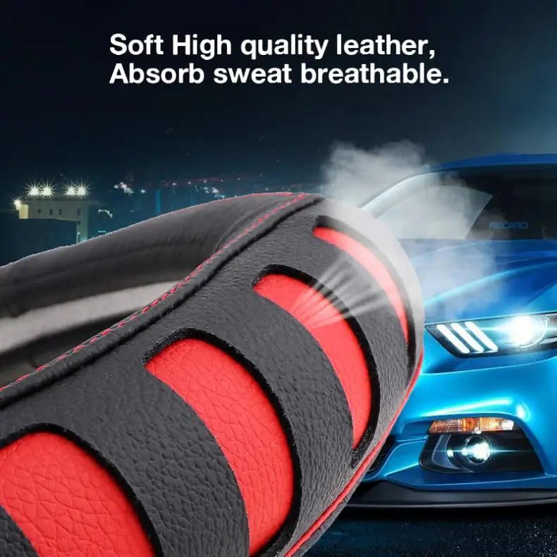 M 38 см Универсальный кожаный чехол рулевого колеса автомобиля Мода выдолбленный