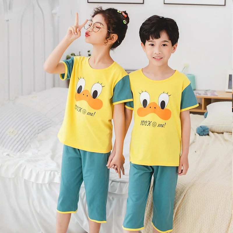 

Girls Pajamas Set Summer Short Sleeve Children's Sleepwear Cotton Pajamas Boy Pyjamas Sets for Kids Teenas Girl Clothing 4 8 12Y
