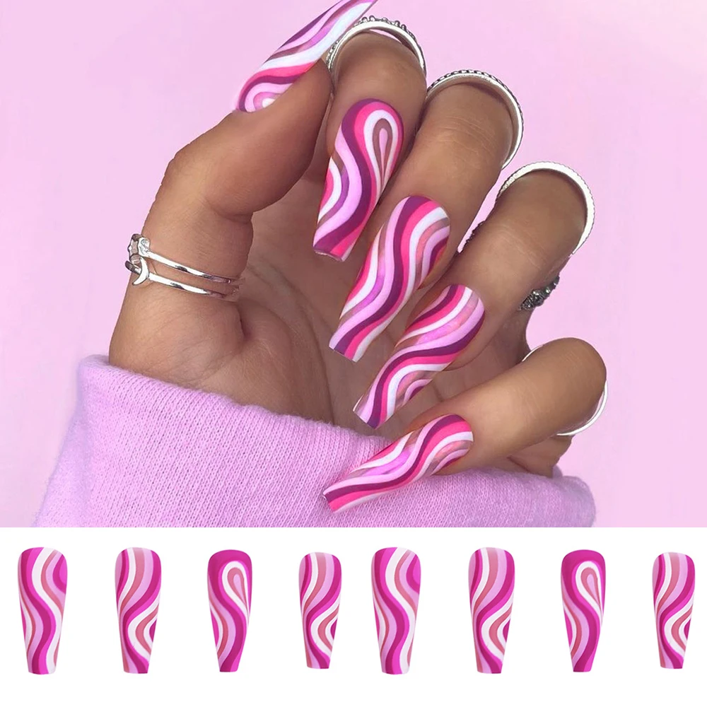 

24pcs/Box Women Fashion Ballerina Full Cover Manicure Tool Wearable Nail Tips Fake Nails Popular Coffin False Nails